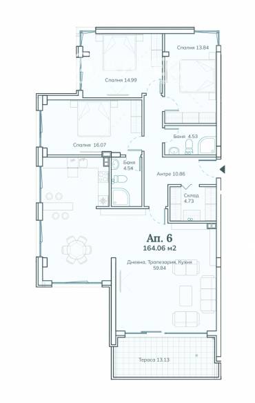Многостаен апартамент, Бистрица, 699304, Снимка 1