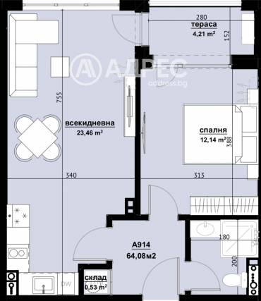 Двустаен апартамент, Бургас, Хоризонт, 674306, Снимка 1