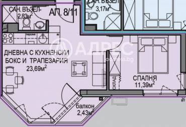Двустаен апартамент, София, Обеля 2, 687306, Снимка 1
