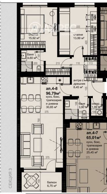 Тристаен апартамент, Бургас, Изгрев, 663309, Снимка 1