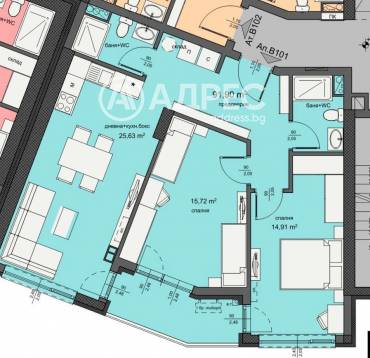 Тристаен апартамент, Бургас, Изгрев, 676309, Снимка 1