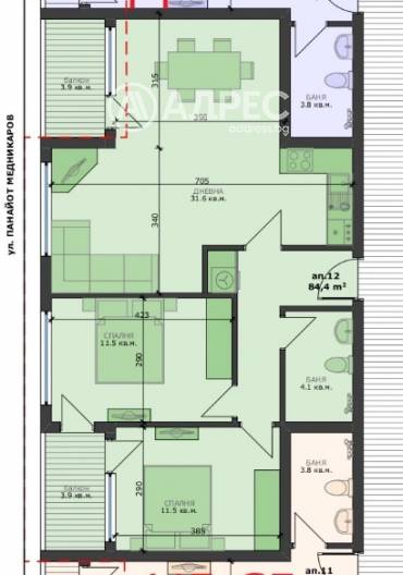 Тристаен апартамент, Варна, Погребите, 668311, Снимка 1