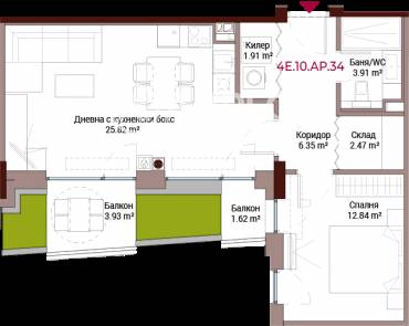 Двустаен апартамент, София, Хладилника, 646314, Снимка 1