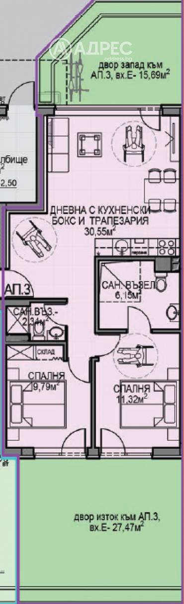 Тристаен апартамент, София, Обеля 2, 687316, Снимка 1
