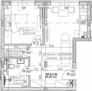 Двустаен апартамент, Варна, к.к. Слънчев ден, 644317, Снимка 1