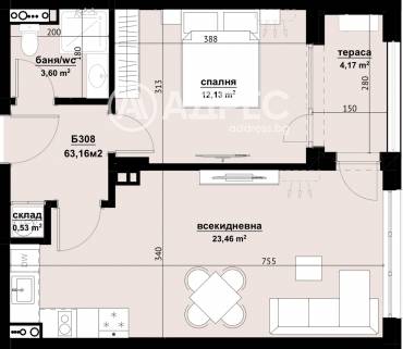 Двустаен апартамент, Бургас, Хоризонт, 677318, Снимка 1