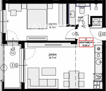 Двустаен апартамент, София, Овча купел 2, 664319, Снимка 1