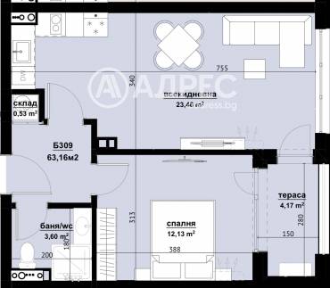 Двустаен апартамент, Бургас, Хоризонт, 677319, Снимка 1