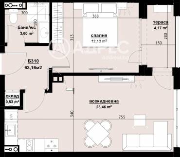 Двустаен апартамент, Бургас, Хоризонт, 677320, Снимка 1