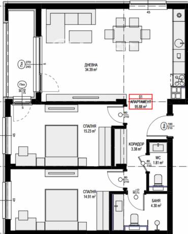 Тристаен апартамент, София, Овча купел 2, 664321, Снимка 1