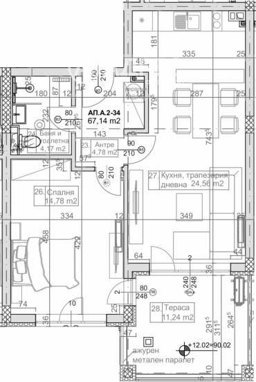 Двустаен апартамент, Варна, к.к. Слънчев ден, 644324, Снимка 1