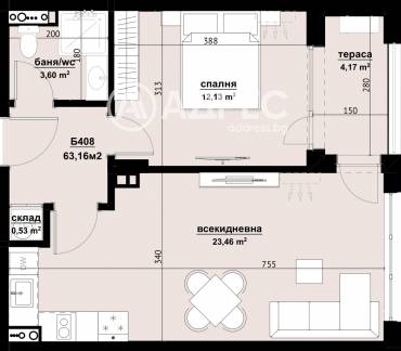 Двустаен апартамент, Бургас, Хоризонт, 677325, Снимка 1
