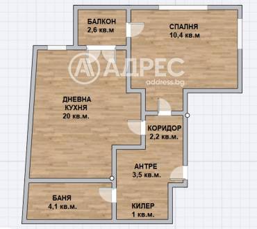 Двустаен апартамент, Варна, Колхозен пазар, 688328, Снимка 1