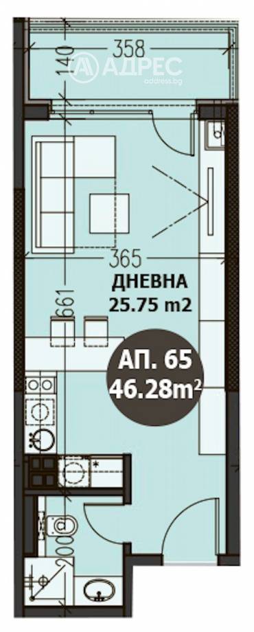 Едностаен апартамент, София, Малинова Долина, 624340, Снимка 1