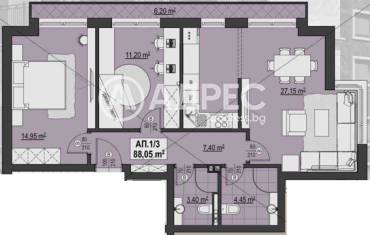 Тристаен апартамент, София, Център, 655340, Снимка 1