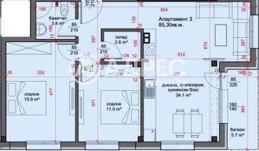 Тристаен апартамент, Стара Загора, Център, 680345, Снимка 1