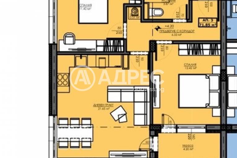 Тристаен апартамент, Ямбол, Златен рог, 702348, Снимка 2