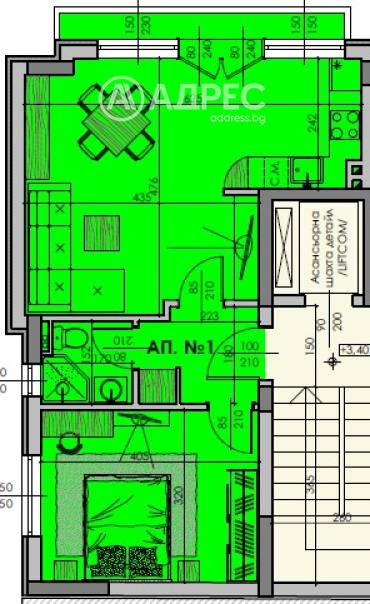 Двустаен апартамент, Шумен, Болницата, 684354, Снимка 1