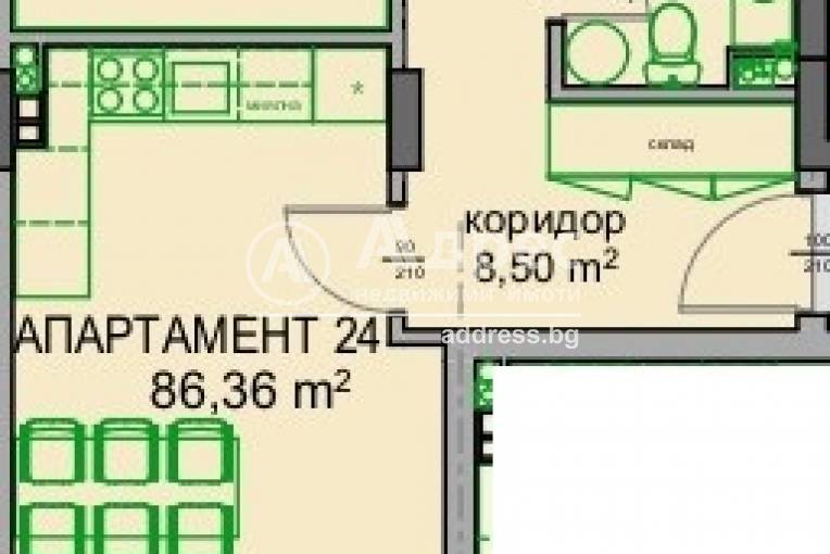 Тристаен апартамент, Бургас, Славейков, 544358, Снимка 1