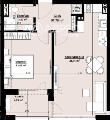 Двустаен апартамент, Бургас, Хоризонт, 661358, Снимка 1