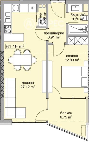 Двустаен апартамент, Варна, м-ст Траката, 686358, Снимка 1