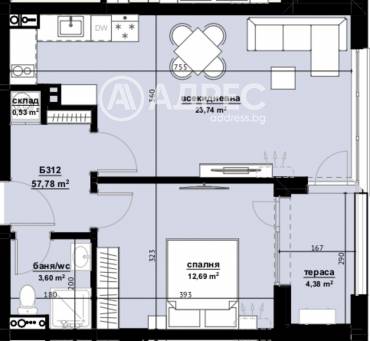 Двустаен апартамент, Бургас, Хоризонт, 661362, Снимка 1