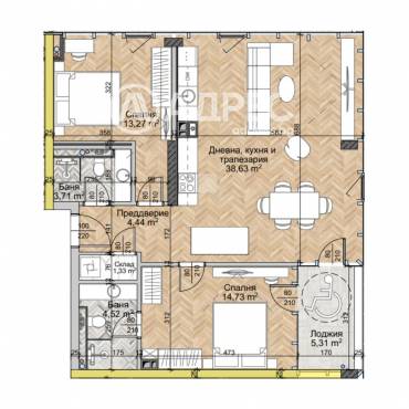 Тристаен апартамент, София, Люлин 2, 671362, Снимка 1