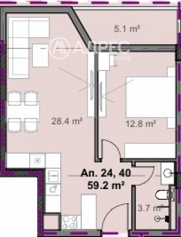 Двустаен апартамент, София, Свобода, 678365, Снимка 1