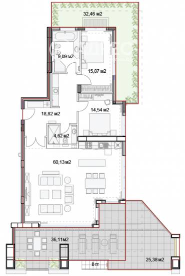 Тристаен апартамент, Варна, к.к. Слънчев ден, 541367, Снимка 1