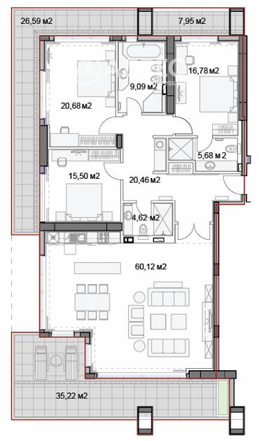 Многостаен апартамент, Варна, к.к. Слънчев ден, 541368, Снимка 1