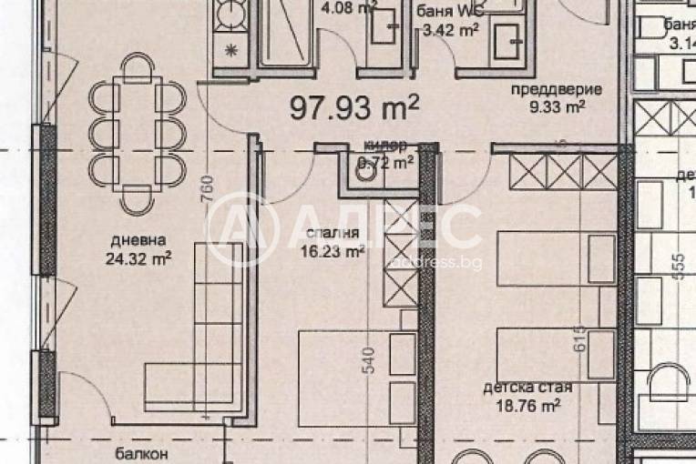 Тристаен апартамент, Варна, Владислав Варненчик, 683369, Снимка 2