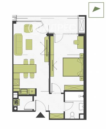 Двустаен апартамент, София, Кръстова вада, 658378, Снимка 1