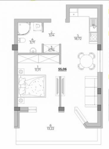 Двустаен апартамент, Варна, к.к. Чайка, 693383, Снимка 1