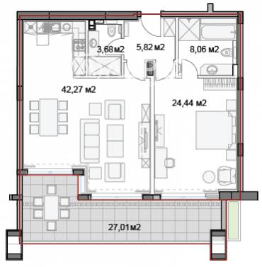 Двустаен апартамент, Варна, к.к. Слънчев ден, 541386, Снимка 1