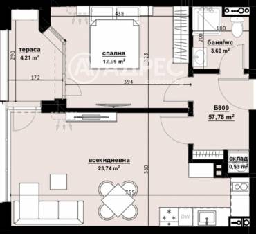 Двустаен апартамент, Бургас, Хоризонт, 675388, Снимка 1