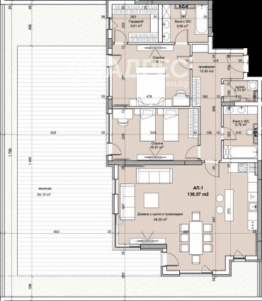 Тристаен апартамент, София, Лозенец, 672392, Снимка 1