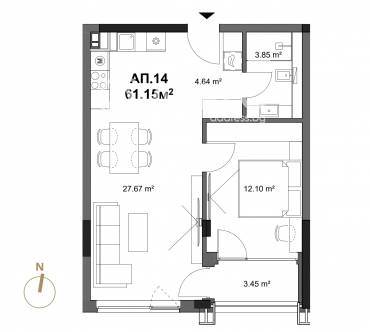 Двустаен апартамент, София, Овча купел 1, 656394, Снимка 1