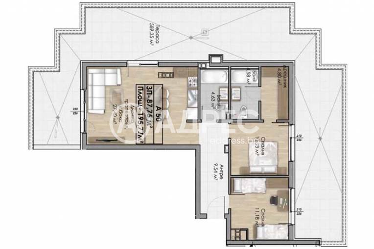 Тристаен апартамент, София, Овча купел, 660404, Снимка 1