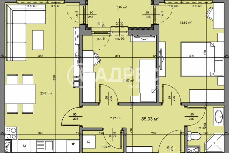 Тристаен апартамент, Бургас, Долно Езерово, 673404, Снимка 1