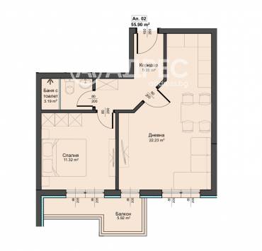 Двустаен апартамент, Варна, Аспарухово, 682404, Снимка 1