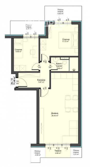 Тристаен апартамент, Варна, Аспарухово, 683404, Снимка 1
