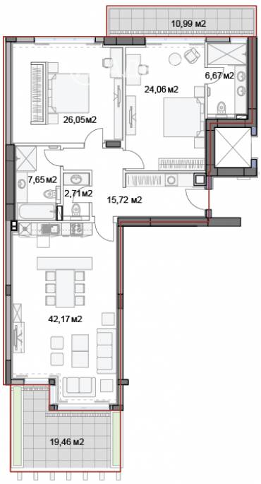 Тристаен апартамент, Варна, к.к. Слънчев ден, 541406, Снимка 1