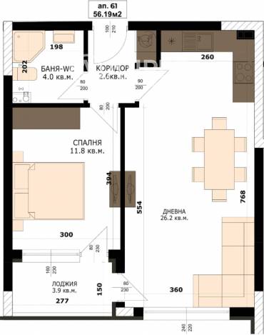 Двустаен апартамент, Варна, Кайсиева градина, 670410, Снимка 1