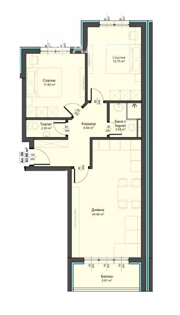 Тристаен апартамент, Варна, Аспарухово, 682411, Снимка 1