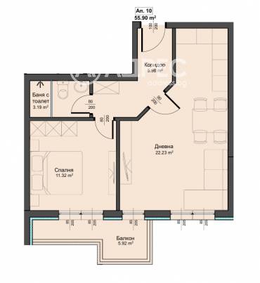 Двустаен апартамент, Варна, Аспарухово, 682412, Снимка 1