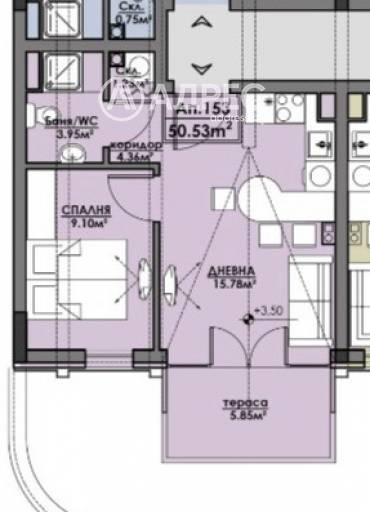 Двустаен апартамент, Бургас, Мадика, 671413, Снимка 1