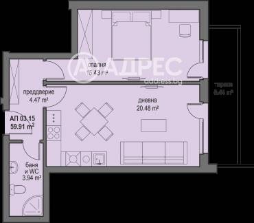 Двустаен апартамент, Банкя, Банкя, 680415, Снимка 1