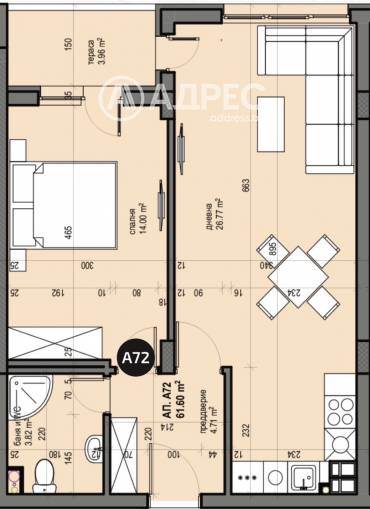 Двустаен апартамент, София, Люлин 5, 682416, Снимка 1