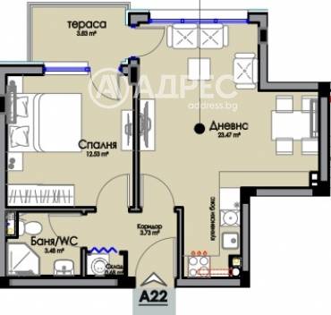 Двустаен апартамент, Бургас, Хоризонт, 660418, Снимка 1