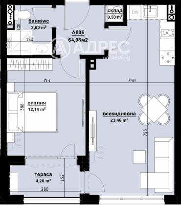 Двустаен апартамент, Бургас, Хоризонт, 672420, Снимка 1